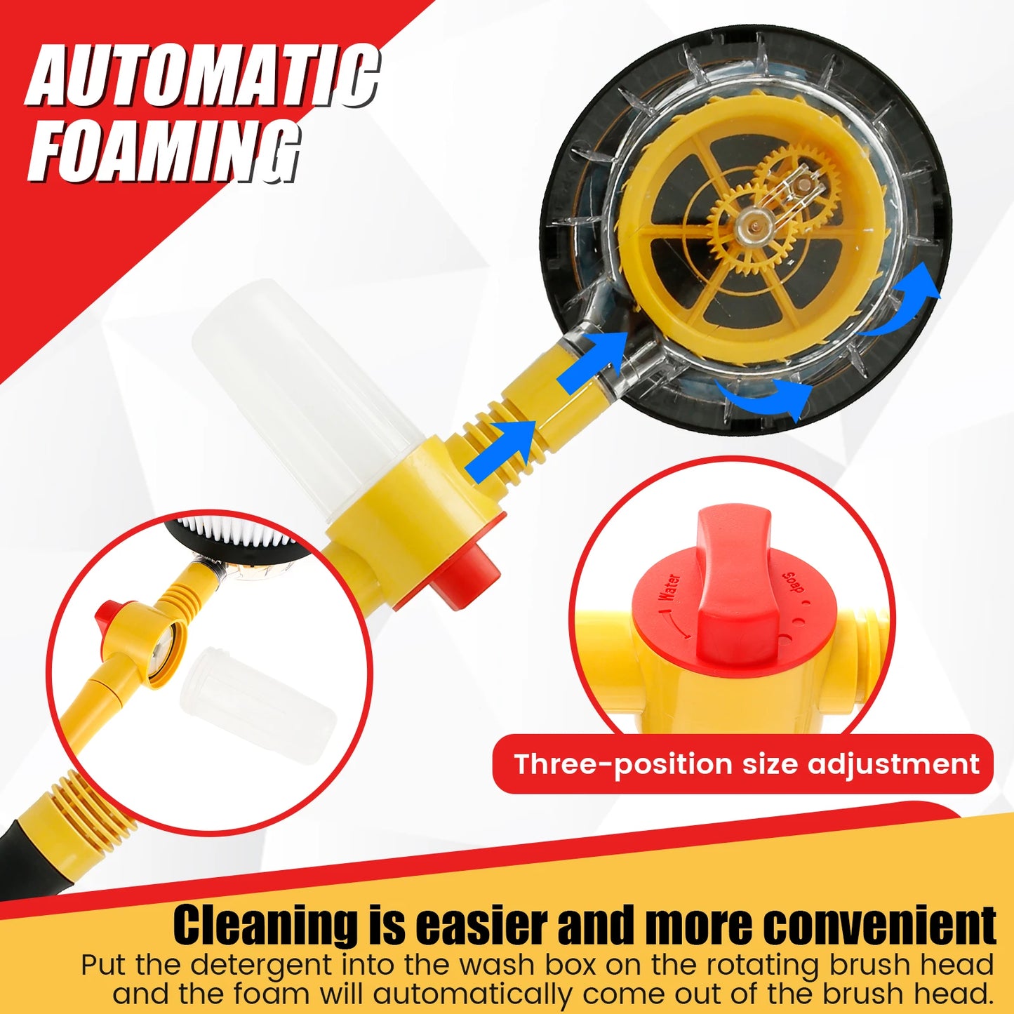 Car Wash Brush Kit 360° Rotating Car Cleaning Brush Handle Scratch Free Car Scrub Brush for Cleaning Wheel Tire Glass windows